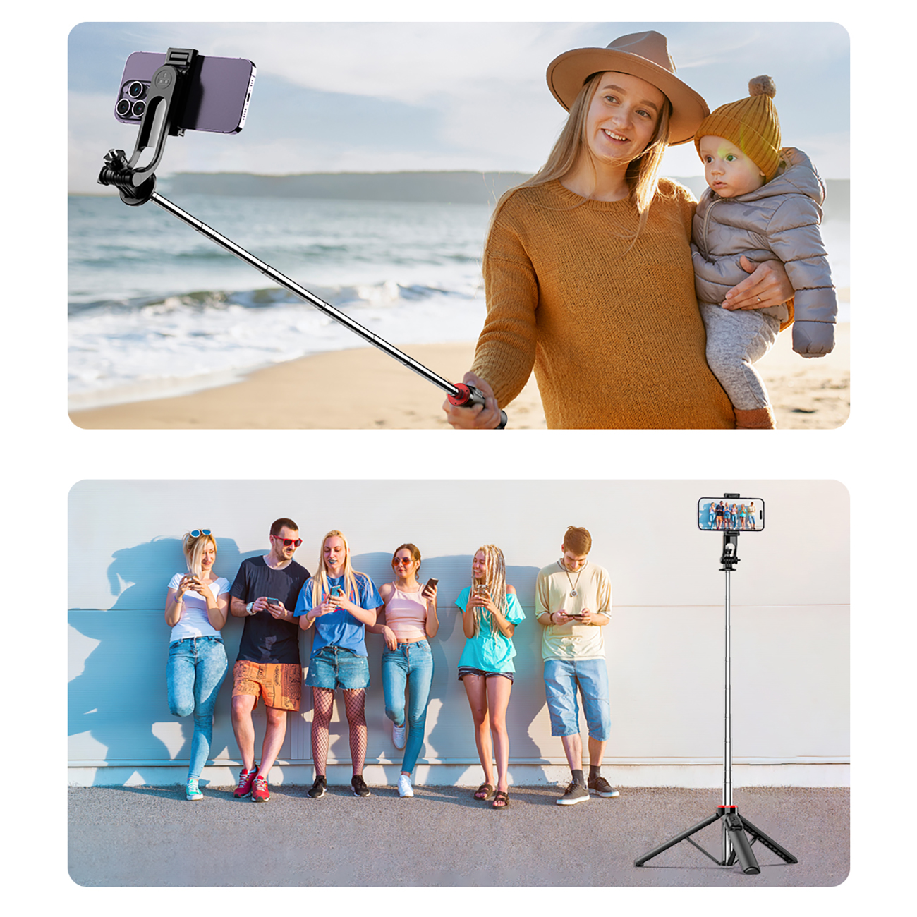 Άνθρωποι που βγάζουν selfies με ένα selfie stick WC1Y3S