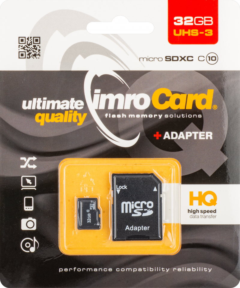 Κάρτα Μνήμης microSDHC Imro, 32GB, Clasa 10 / UHS-3, Με Αντάπτορα Κάρτα Μνήμης microSDHC Imro, 32GB, Clasa 10 / UHS-3, Με Αντάπτορα