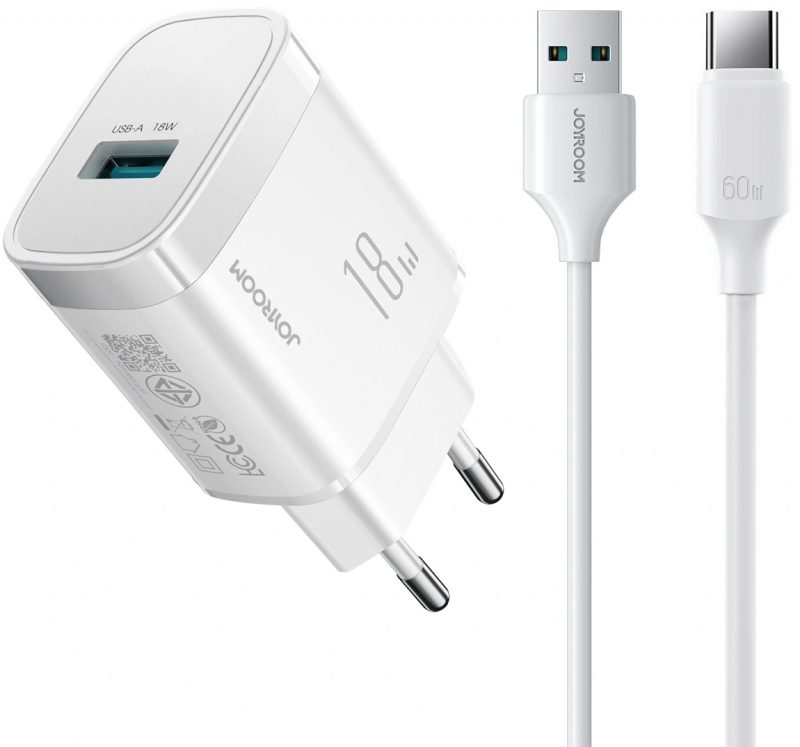 Incarcator Retea Cu Cablu USB-C Joyroom JR-TF4, 18W, 3A, 1 x USB-A, Alb Incarcator Retea Cu Cablu USB-C Joyroom JR-TF4, 18W, 3A, 1 x USB-A, Alb