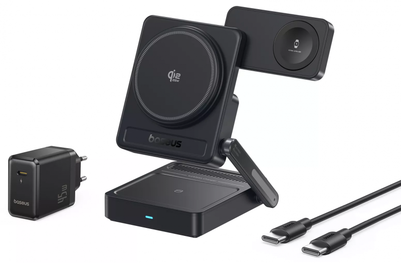 Incarcator Retea Wireless Baseus PicoGo AF21 3in1, 35W, Negru E0205401 Incarcator Retea Wireless Baseus PicoGo AF21 3in1, 35W, Negru E0205401